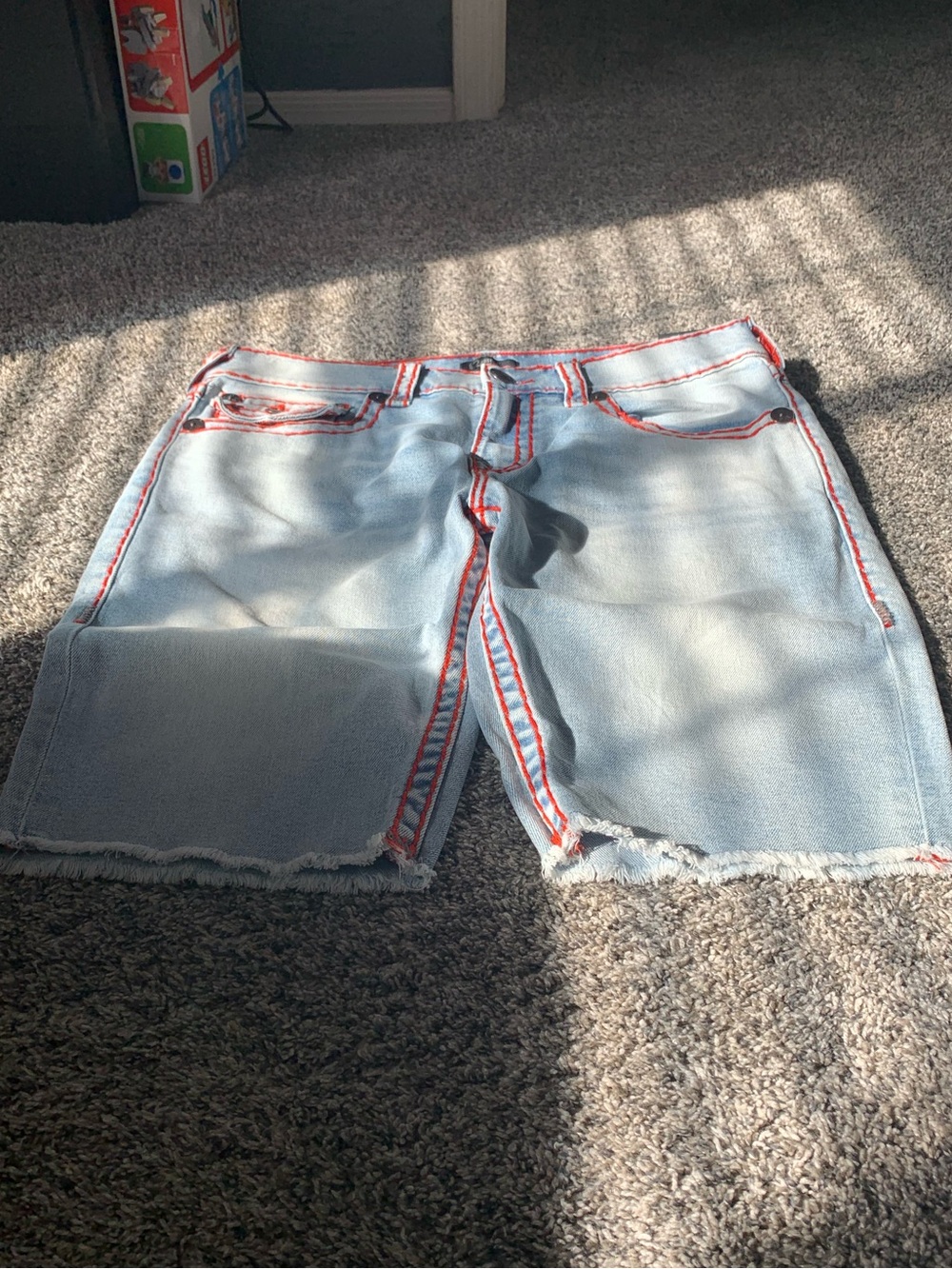 Light Wash Denim Shorts Red Stitch Y2K True Religion